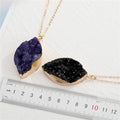 Gold Tone Large Marquise Druzy Pendant Necklaces in Blue or Black view 4