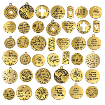 Matte Gold-Tone Alphabet Letter and Tag Metal Charms with 3 Listed Options