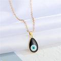 Gold Tone Enamel Evil Eye Pendant Necklaces in Five Drop Shapes view 3