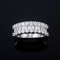 White Gold Tone Baguette Round CZ Multi Row Ring Sizes 6-10 view 3