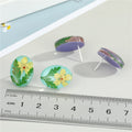 Oval Pressed Flower Resin Stud Earrings in Green or Pink view 2