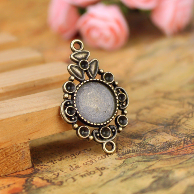 Alloy Double-Loop Pendant Tray Bezel Setting for 12mm Cabochons