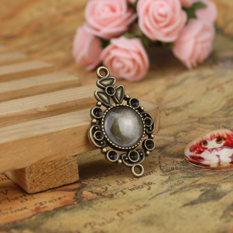 Alloy Double-Loop Pendant Tray Bezel Setting for 12mm Cabochons