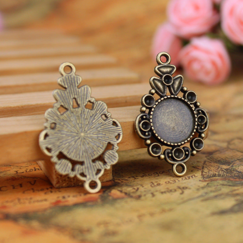 Alloy Double-Loop Pendant Tray Bezel Setting for 12mm Cabochons