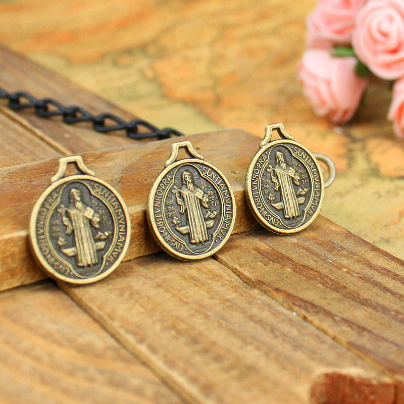 18mm Double-Sided Cross Round Alloy Charm Pendant