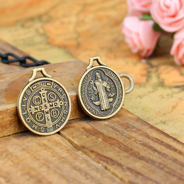 18mm Double-Sided Cross Round Alloy Charm Pendant