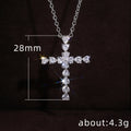 Silver Tone Heart Cut CZ Cross Pendant Necklace Chain view 5