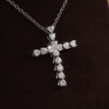 Silver Tone Heart Cut CZ Cross Pendant Necklace Chain view 2