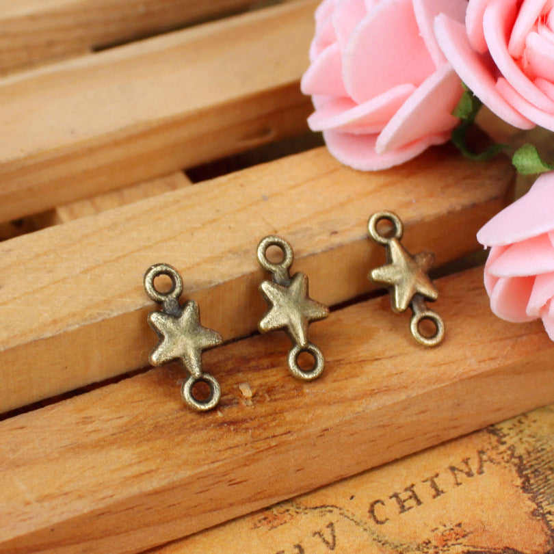 Double-Sided Star Alloy Pendant Charm 14x7mm