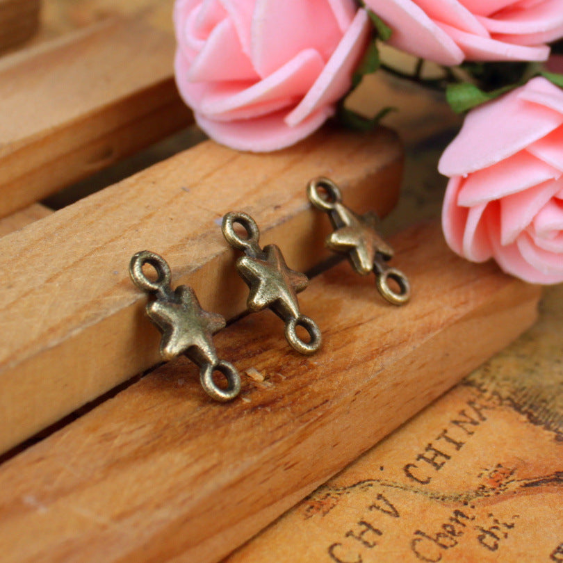 Double-Sided Star Alloy Pendant Charm 14x7mm