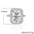 Silver Square Halo Statement Ring In Two Colors In A Polished Decorative Design view 5