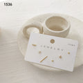 Gold Tone Mini Geometric Stud Earring Six Piece Set view 4