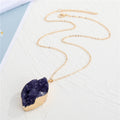 Gold Tone Large Marquise Druzy Pendant Necklaces in Blue or Black view 5