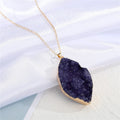 Gold Tone Large Marquise Druzy Pendant Necklaces in Blue or Black view 3