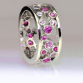 Bezel Round Stone Openwork Wide Ring In Three Stone Colors view 3