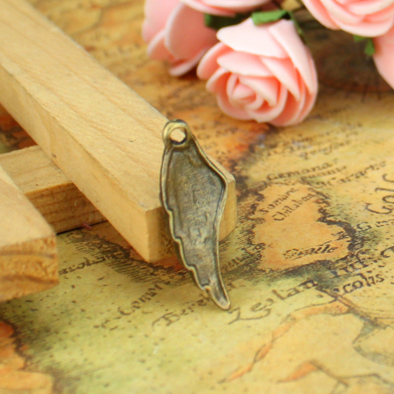 Vintage Alloy Wing Feather Charm Pendant 27x10mm