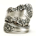 Floral Engraved Wrap Ring In Antiqued Gold And Silver Tones view 5