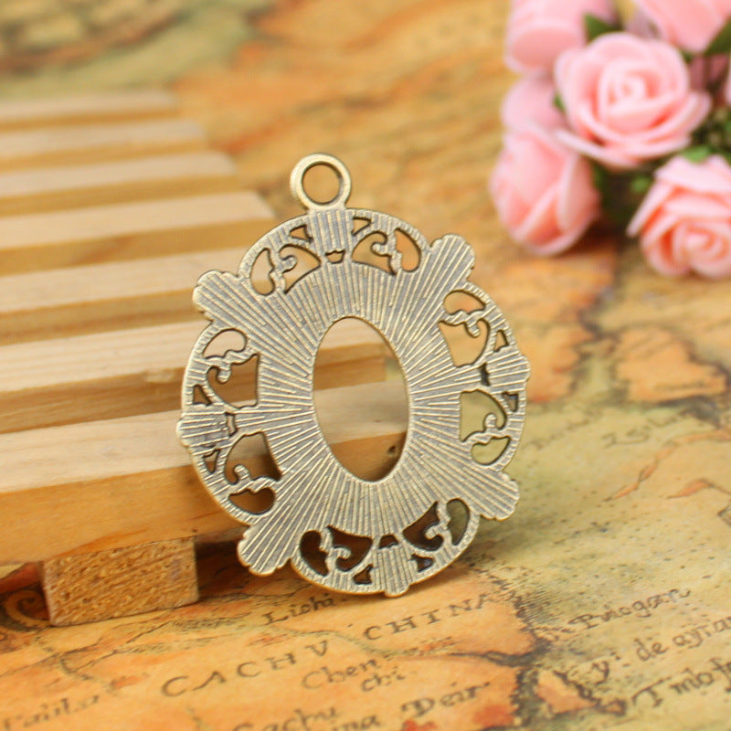 18x25mm Vintage Flower Oval Cabochon Tray Pendant Setting