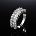White Gold Tone Baguette Round CZ Multi Row Ring Sizes 6-10 view 4