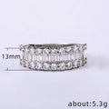 White Gold Tone Baguette Round CZ Multi Row Ring Sizes 6-10 view 5