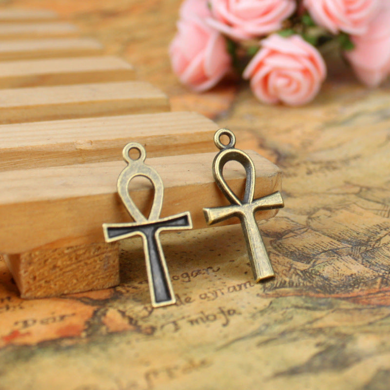 Vintage Alloy Cross Charm Pendant 26x14mm