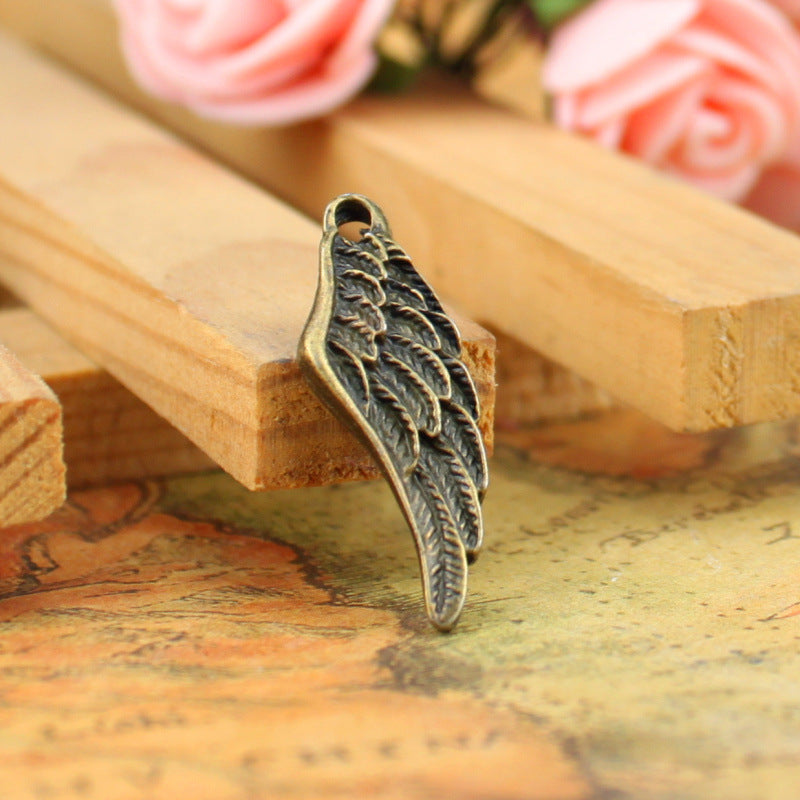 Vintage Alloy Wing Feather Charm Pendant 27x10mm