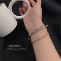 Silver Tone Double Layer Chain Bracelet With Crystal Links view 4