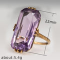 Gold Tone Large Rectangular Purple Stone Ring Sizes 6-10 view 5