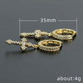 Cross Pendant Hinged Hoop Earrings In Three Metal Tones view 4