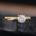Gold Round CZ Solitaire Twisted Pavé Split Shank Ring view 1