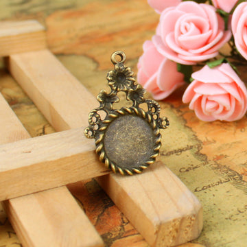 Round Vine Scroll Pendant Tray Jewelry Making Component