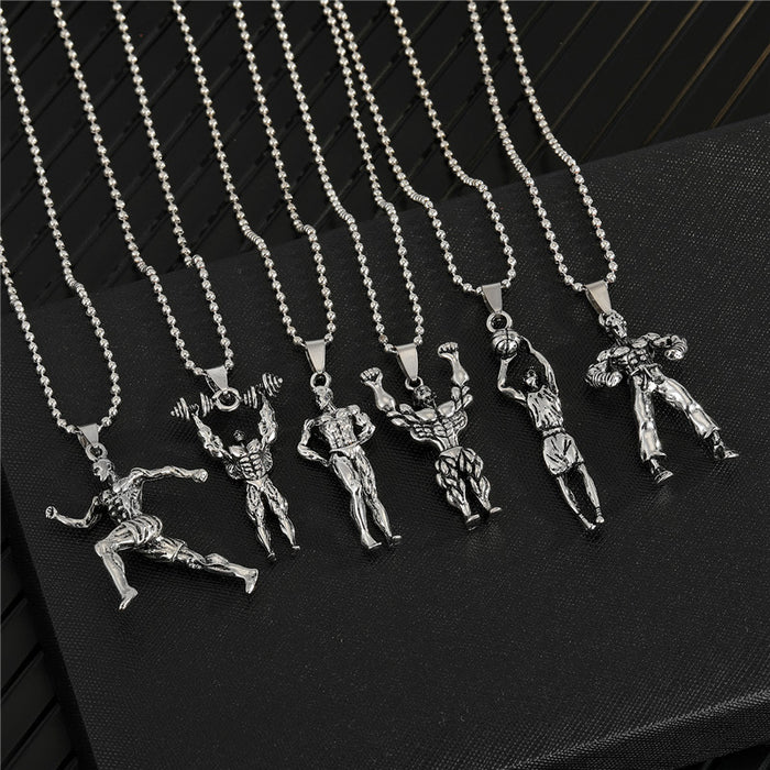 Silver Tone Fitness Athlete Pendant Necklaces in Six Designs
