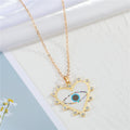 Gold Tone Red and White Heart Evil Eye Pendant Necklaces view 4