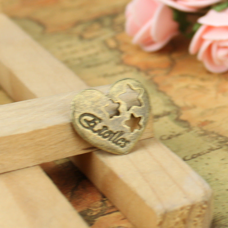 19x16mm Alloy Hollow Heart Star Letter Charm Pendant