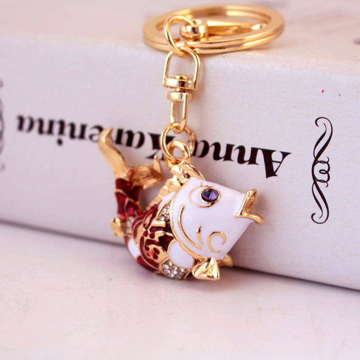 Chinese Style Carp Fish Keychain Zinc Alloy Bag Charm Lucky Pendant