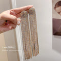 Crystal Curtain Tassel Earrings with Sparkling Stone Details view 2