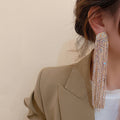 Crystal Curtain Tassel Earrings with Sparkling Stone Details view 7