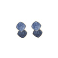 Blue Swirl Double Rounded Square Screw Clip Earrings view 5