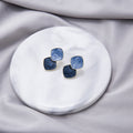 Blue Swirl Double Rounded Square Screw Clip Earrings view 2