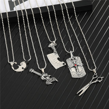Silver Tone Barber Tool and Novelty Pendant Necklaces in Five Designs