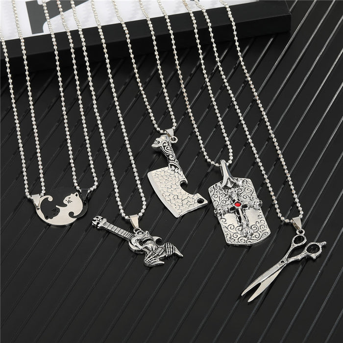 Silver Tone Barber Tool and Novelty Pendant Necklaces in Five Designs