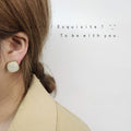 Gold Beaded Edge Square Stud Earrings Cream Crackle Glaze view 4