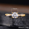 Gold Round CZ Solitaire Twisted Pavé Split Shank Ring view 5