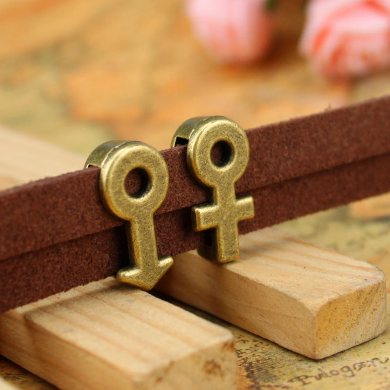 Large Hole Alloy Symbol Bead for Leather Cord 20x10mm