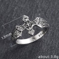 Antique Silver Tone Cross Emblem Statement Ring Statement Jewelry view 5
