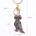 Antique Bronze Owl Keychain Rhinestone Wing Pearl Clasp view 4