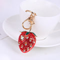 Rhinestone Strawberry Keychain Gold Clasp Red and Pink view 6