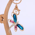 Peacock Blue Dragonfly Keychain Large Crystal Wing Charm view 3