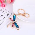 Peacock Blue Dragonfly Keychain Large Crystal Wing Charm view 2