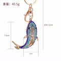 Blue Rhinestone Shark Fish Keychain Gold Clasp Metal Charm view 4